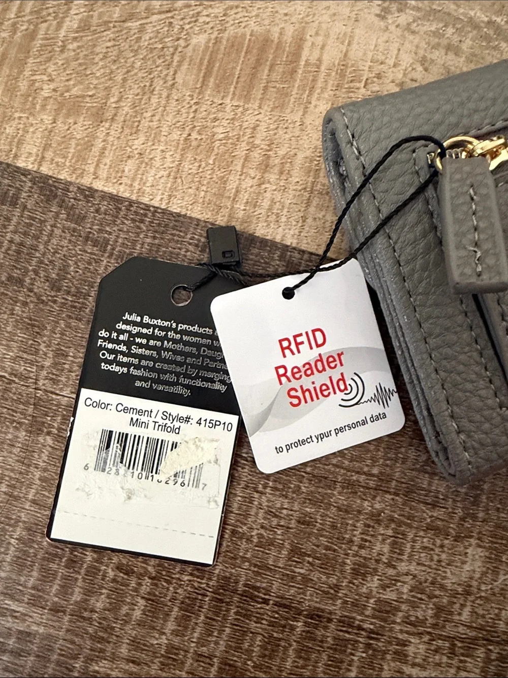 Julia Buxton Cement Mini Trifold Wallet